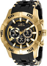 Invicta 26535 Chronograph Polyurethane and Stainless Steel Black Dial 